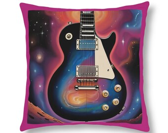 CUSCINO DECORATIVO PER ESTERNI, Chitarra elettrica, Amante della musica, Cuscino artistico per camera da letto Studio all'aperto Patio, Cuscino per divano impermeabile, Cosmico