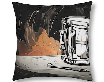 CUSCINO DECORATIVO PER ESTERNI, Paesaggio cosmico del rullante, Cuscino artistico per camera da letto, Esterno, Studio, Cuscino per divano impermeabile, Regali musicali