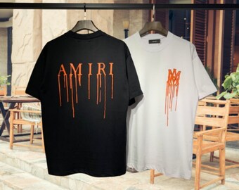 Casual Amiri T-Shirt, Vintage Amiri Logo Print Shirt Tee, AMIRI Beach Shirt, Fashion Hip Hop AMIRI Sweatshirt Hoodie Short Sleeve | AM07I