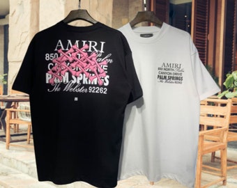 Casual Amiri T-Shirt, Vintage Amiri Logo Print Shirt Tee, AMIRI Beach Shirt, Fashion Hip Hop AMIRI Sweatshirt Hoodie Short Sleeve | AM17V
