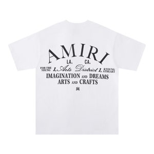 Casual Amiri T-Shirt, Vintage Amiri Logo Print Shirt Tee, AMIRI Beach Shirt, Fashion Hip Hop AMIRI Sweatshirt Hoodie Short Sleeve AM23J White