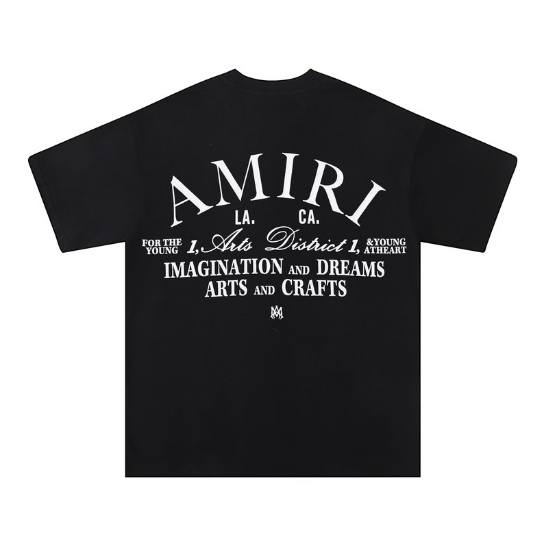 Casual Amiri T-Shirt, Vintage Amiri Logo Print Shirt Tee, AMIRI Beach Shirt, Fashion Hip Hop AMIRI Sweatshirt Hoodie Short Sleeve AM23J Black