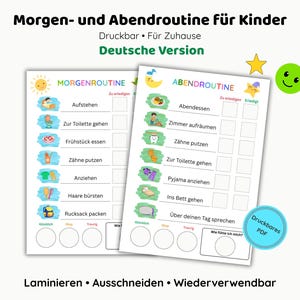 Visueller Tagesplan für Kinder zur Gestaltung der Morgen- und Abendroutine als PDF-Download