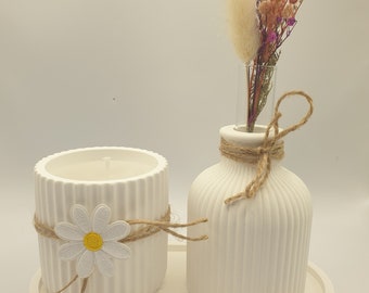 Bougie avec bol décoratif et vase dans un ensemble / fait main, idéal comme cadeau