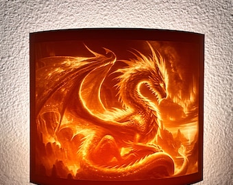 Fantasy Dragon Night Light, Medieval Bedroom Decor, LED Plug In Wall Light, Gothic Room Accent, Gift for Fantasy Lover
