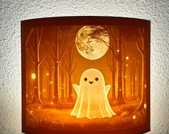 Friendly Ghost Night Light | Whimsical Halloween Home Decor | White or Beige