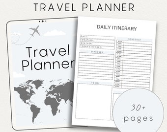 PDF Travel Planner Bundle | 30+ Page Instant Download Vacation Organizer | Minimalist Trip Planning Guide | Holiday Travel Budget Templates