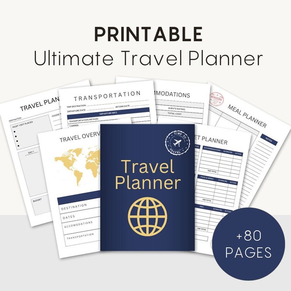 Ultimate Travel Planner Bundle | 80+ Pages of Passport Themed Vacation Planning Templates | Holiday Journal, Packing Lists, Trip Budgeting