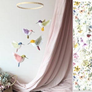 Custom Hummingbird Baby Mobile: Needle Felted Nursery Decor
