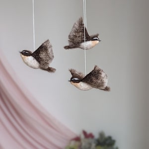 Wren bird mobile,  Bird mobile nursery, Wrens baby mobile, Wren ornament, Wrens nursery mobile, Flying birds mobile, Neutral baby mobile