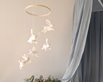 Rabbits baby mobile, Bunnies baby mobile, Hares baby mobile, Hare nursery theme, Bunny nursery theme, Rabbit baby shower, Rabbit crib mobile