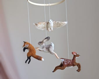 Forest animal mobile, Animals baby mobile, Owl nursery mobile, Bambi baby mobile, Baby nursery mobile, Fox baby mobile, Deer nursery mobile