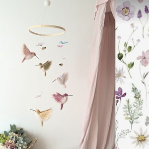 Hummingbird Baby Mobile: Needle Felted Birds, Bees, Butterflies