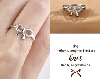 Bague noeud papillon pour ma fille, lien mère-fille noué par la main d'un ange, bague mère et fille, cadeau fête des mères, cadeau pour elle