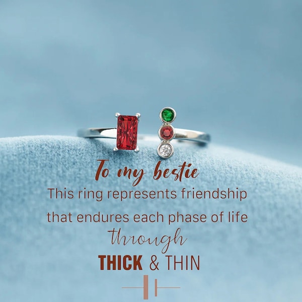 To My Besties Thick And Thin Ring,Personalized 2-6 Bestie Birthstone Ring,Friendship Ring,Sister Ring,Bridesmaid Ring,Gifts For Her