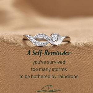 A Self Reminder Wave Stacking Ring,You’ve Survived Too Many Storms To Be Bothered By Raindrops,Self Love Ring,Birthday Gift,Gifts For Her