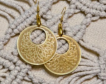 Mirrored Mandala Gold hoop earrings