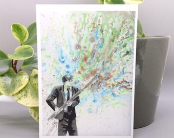 Impresión musical de 5x7, regalo de fagot, postal musical en acuarela, decoración de sala de música, impresión artística de orquesta, obra de arte para estudio de música, regalo para profesor de música