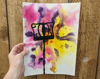 Pintura original de atril, arte musical, regalo para músico, regalo para amante de la música, regalo para orquesta, regalo para profesor de música, pintura de acuarela