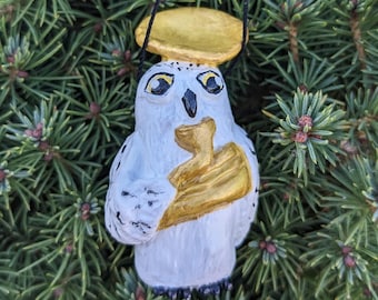 Adorno de tuba para amantes de la música, figura de búho de arcilla, arte de sousáfono hecho a mano, estatua de búho para músicos, regalo para profesores de música