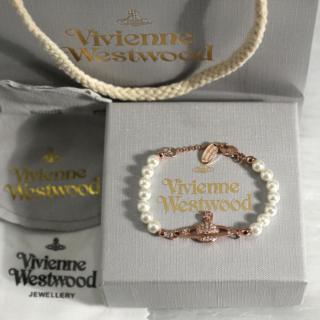 New in Box Vivienne Westwood Bracelet,rose Gold Saturn Pearl Bracelet