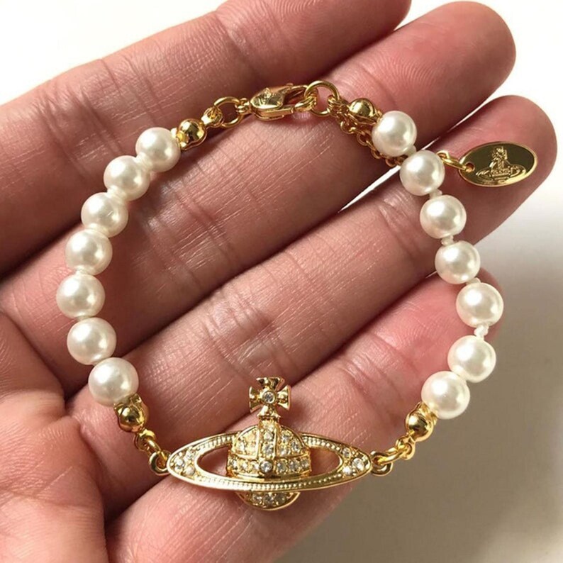 New in Box Vivienne Westwood Bracelet,black Agate CZ Diamond Bracelet