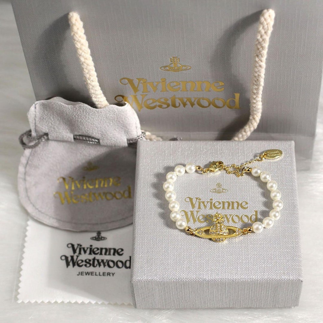 New in Box Vivienne Westwood Bracelet,gold Saturn Pearl Bracelet,pearl