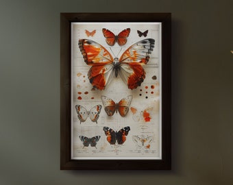 Butterfly Poster Nature Wall Art Minimalist Decor Vintage Butterfly Illustration Scientific Chart Educational Specimen Botanical No.55