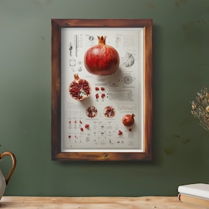 Pomegranate Print Vintage Fruit Botanical Flower Gift Print Floral Poster Modern Farmhouse Decor Botanical Poster Vintage Inspired No.44