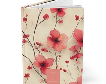 Red Floral Notebook, Elegant Botanical Journal for Writing, Sketching, and Gift Giving, Hardcover Stationery for Nature Lovers No. 7
