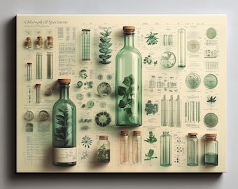 Chlorophyll Specimens Canvas Art, Botanical Science Wall Decor, Modern Plant Study for Home or Office No.64