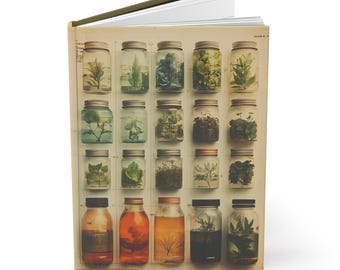 Botanical Glass Jar Notebook - Hardcover Journal, Great for Writing, Sketching, Gifts, Gardeners, Nature Lovers, and Herbal Enthusiasts_No1