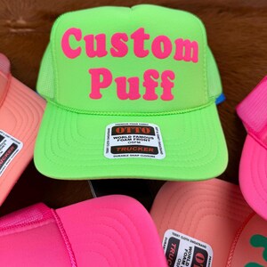 Metallic Custom Puff Print Hat, Custom Foam Hat, Custom Mesh Trucker Hat, High Crown Hat, Foam Trucker Hat, Puff Hat, 3D Puff Print Hat image 5