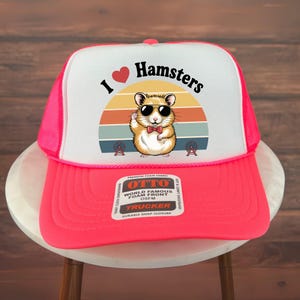 I Love Hamsters Trucker Hat, Funny Cute Rodent Lover Hat, Retro Pet Hamster Hat, Small Animal Pet Gift Idea