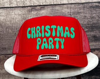 Chapeau de fête de Noël, Chapeau de fête de Noël personnalisé, Joyeux chapeau, Chapeau de fête camionneur personnalisé, Chapeau de groupe fête de Noël, Casquette trucker personnalisée
