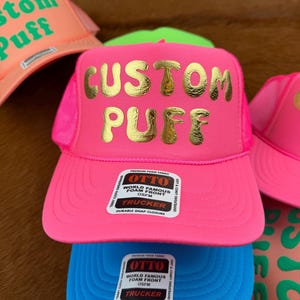 Metallic Custom Puff Print Hat, Custom Foam Hat, Custom Mesh Trucker Hat, High Crown Hat, Foam Trucker Hat, Puff Hat, 3D Puff Print Hat image 8