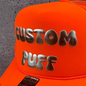Metallic Custom Puff Print Hat, Custom Foam Hat, Custom Mesh Trucker Hat, High Crown Hat, Foam Trucker Hat, Puff Hat, 3D Puff Print Hat