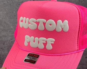 Custom Puff Print Hat, Custom Foam Hat, Custom Mesh Trucker Hat, High Crown Hat, Foam Trucker Hat, Metallic Puff Hat, 3D Puff Print Hat