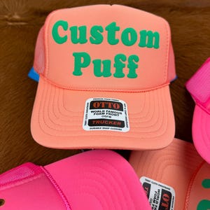 Metallic Custom Puff Print Hat, Custom Foam Hat, Custom Mesh Trucker Hat, High Crown Hat, Foam Trucker Hat, Puff Hat, 3D Puff Print Hat image 6
