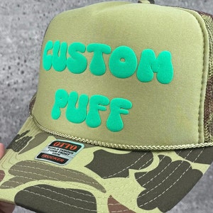 Custom Puff Print Hat, Custom Foam Hat, Custom Mesh Trucker Hat, High Crown Hat, Foam Trucker Hat, Metallic Puff Hat, 3D Puff Print Hat