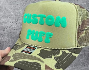 Custom Puff Print Hat, Custom Foam Hat, Custom Mesh Trucker Hat, High Crown Hat, Foam Trucker Hat, Metallic Puff Hat, 3D Puff Print Hat