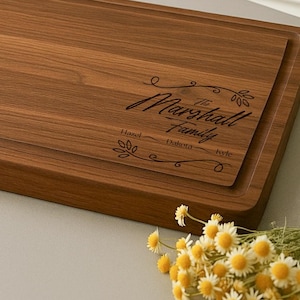 Custom Wood Cutting Board, Engraved Wedding Cutting Board, Personalized Wood Engraved Charcuterie Board, Custom Wood Monogram Cutting Board