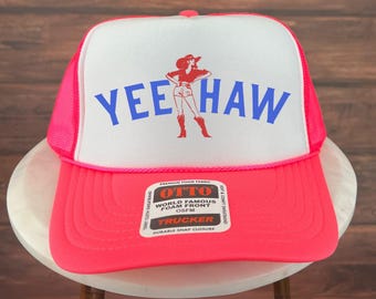 Sombrero Yeehaw, sombrero de camionero occidental, sombrero de camionero del salvaje oeste, sombrero de camionero vaquero, sombrero de camionero WestLife, sombrero de vaquero rústico, sombrero de camionero de rodeo