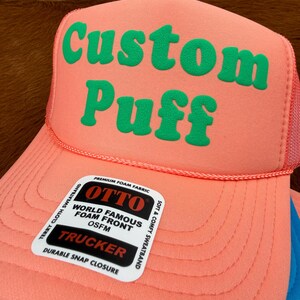 Metallic Custom Puff Print Hat, Custom Foam Hat, Custom Mesh Trucker Hat, High Crown Hat, Foam Trucker Hat, Puff Hat, 3D Puff Print Hat image 10