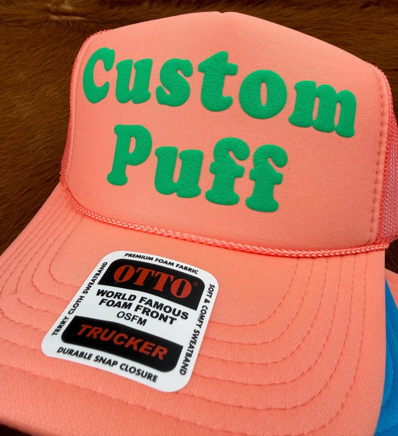 Metallic Custom Puff Print Hat, Custom Foam Hat, Custom Mesh Trucker Hat, High Crown Hat, Foam Trucker Hat, Puff Hat, 3D Puff Print Hat image 10