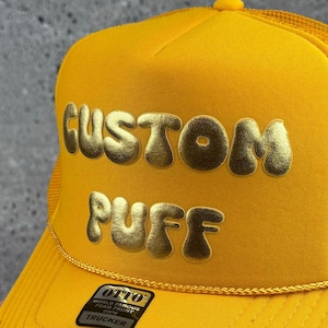 Metallic Custom Puff Print Hat, Custom Foam Hat, Custom Mesh Trucker Hat, High Crown Hat, Foam Trucker Hat, Puff Hat, 3D Puff Print Hat