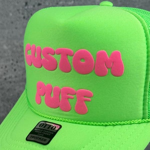 Aangepaste hoed met bladerdeeg, aangepaste schuimhoed, aangepaste truckerhoed met mesh, hoge kroonhoed, truckerhoed van schuim, metallic bladerdeeghoed, 3D-hoed met bladerdeeg, 3D-hoed met bladerdeeg