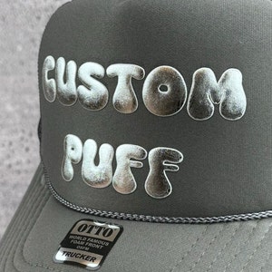 Metallic Custom Puff Print Hat, Custom Foam Hat, Custom Mesh Trucker Hat, High Crown Hat, Foam Trucker Hat, Puff Hat, 3D Puff Print Hat
