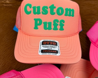 Anpassad pufftryckt hatt, Anpassad skumhatt, Anpassad truckerkeps i nät, Hatt med hög krona, Skumtruckerkeps, Metallisk puffhatt, 3D-pufftryckt hatt