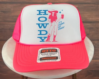 Cappello da camionista Howdy, cappello da camionista da cowboy western, berretto con ricamo country, cappello western rustico, regalo da cowboy cowgirl, cappello con grafica da rodeo